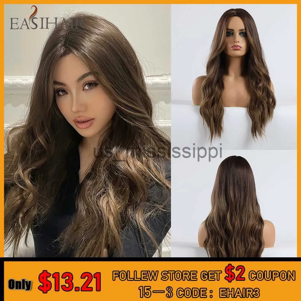 Perruques de cosplay Eihair Long Brown Ombre Perruques synthétiques pour femmes Cheveux naturels Perruques ondulées Partie moyenne Perruque féminine Cosplay Perruques résistantes à la chaleur x0901