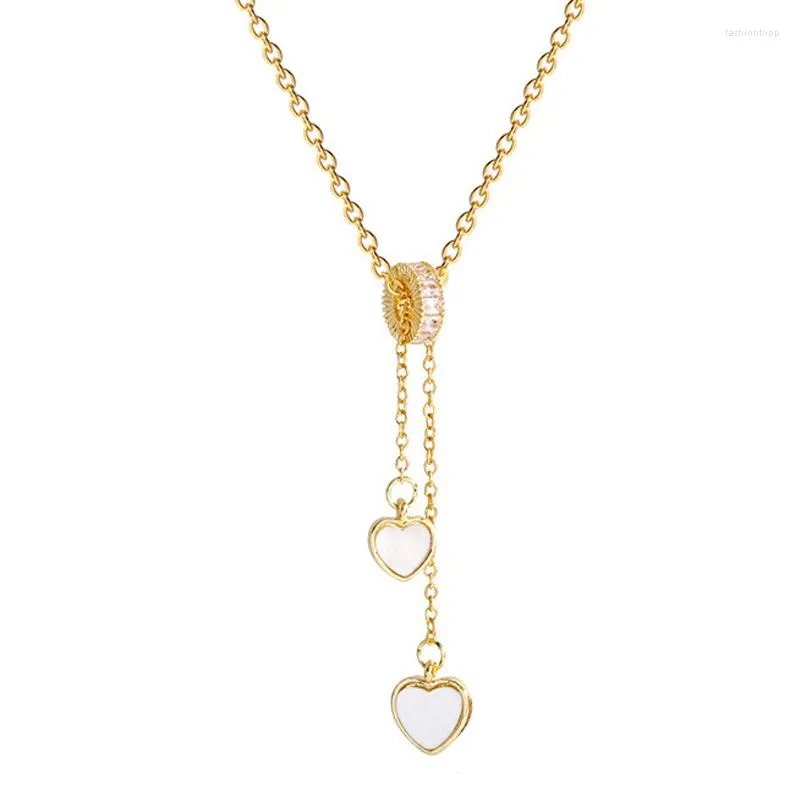 Pendentif Colliers 316L en acier inoxydable design élégant coeur de pêche gland double collier en titane