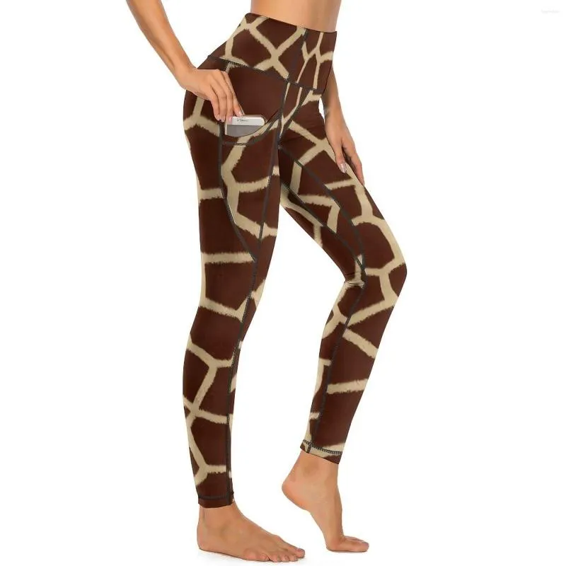 Leggings femininas marrom girafa animal impressão ginásio yoga calças push up doce leggins elástico design esporte legging presente de aniversário