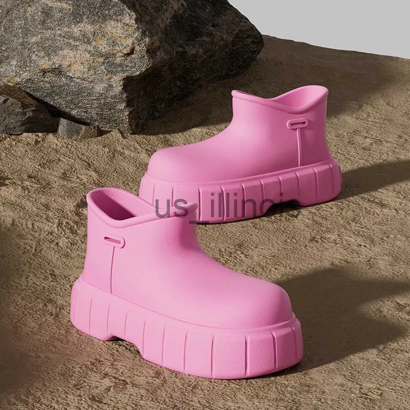 Botlar Kadın Yağmur Botları Açık Mekan Su Geçirmez Bayanlar Yağmur Ayakkabı Kalın Sole Slip Olmayan Hafif Eva Slip-On Kızlar Çıkarılabilir Ayak Bileği Botları J230901