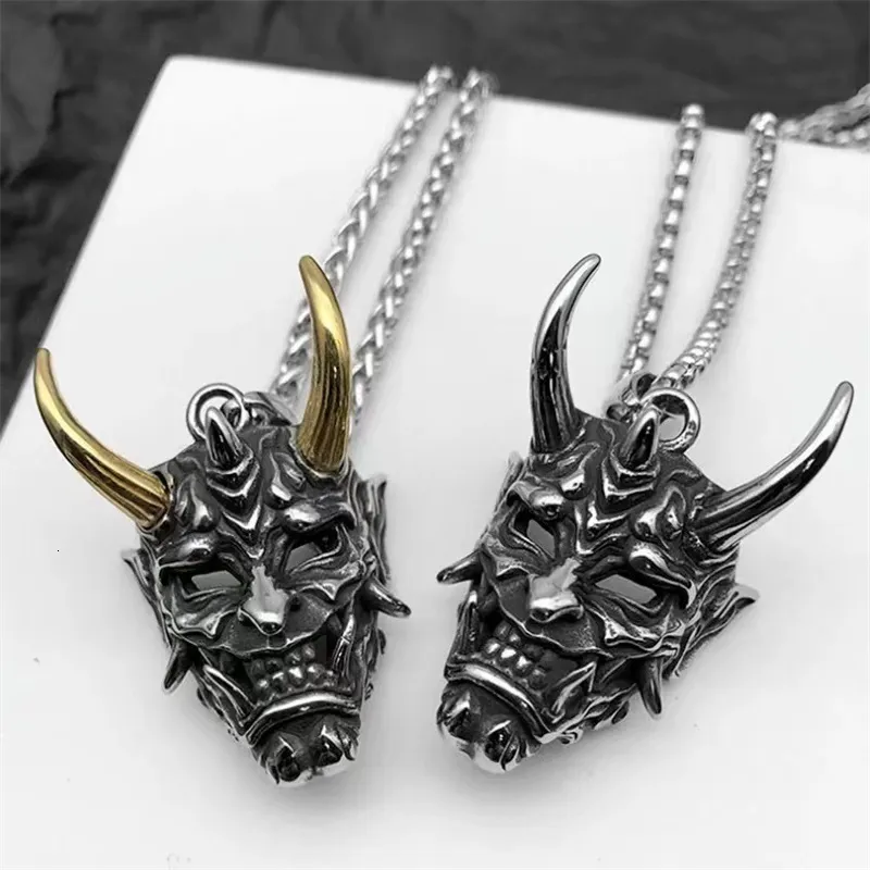 Pendant Necklaces Exquisite Gothic Ghost Mask Pendant Necklace Men's Classic Retro Punk Hip Hop Rock Necklace Jewelry Horror Halloween Gift 230831