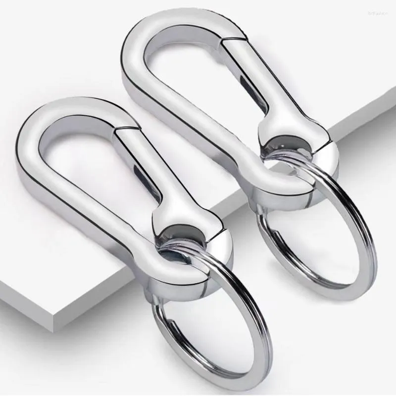 Keychains 2Pcs Metal Buckle Keychain Split Ring Car Key Chain Pendant Charms Hook Climbing Waist Belt Clip Anti-lost Keys Holder