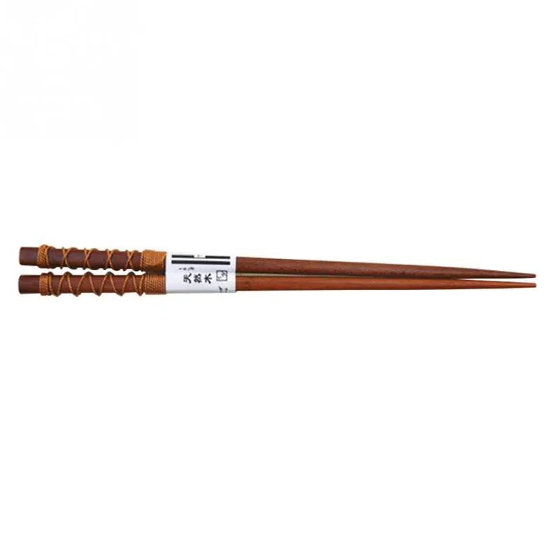 High-end anti-halkträpinnar japansk stil naturlig handgjorda runda kinesiska bordsartiklar 6 stilar sträng wrap chopsticks