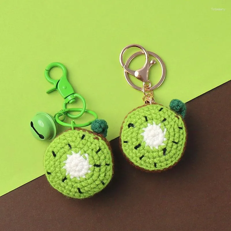 Keychains Fruit Keychain Söt stickning Kiwi Car Key Holder Creative virkade fantastiska handgjorda hängen Keyring Wholesale