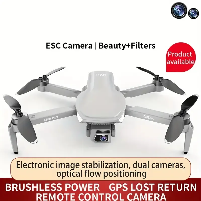 Nuovo quadricottero UAV GPS L500 Pro, trasmissione WIFI HD 5G, motore brushless, doppia fotocamera HD regolabile, obiettivo di stabilizzazione elettronica, campo di controllo 47244,09 pollici