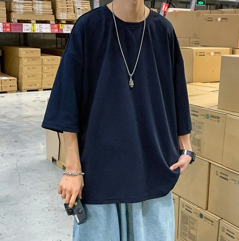 Sweats à capuche pour hommes coréen col rond à manches courtes hommes sweat été lâche étudiants 3xl surdimensionné t-shirt mode décontracté Harajuku streetwear