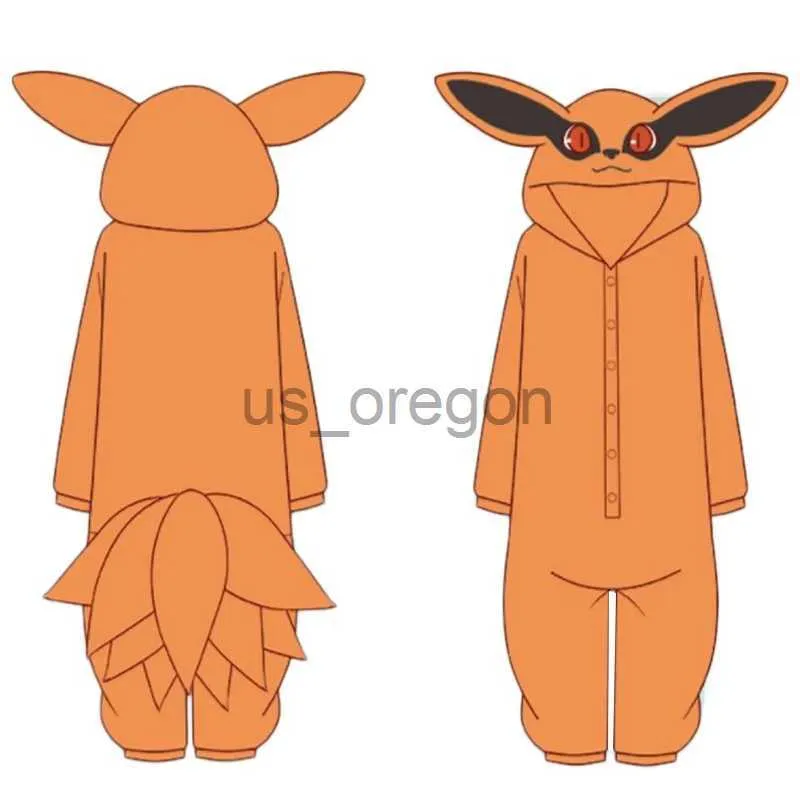 Startseite Kleidung Uzumaki Kurama Kyuubi Fox Cosplay Kostüm Kigurumi Erwachsene Unisex Anime Pyjamas Flanell Overall Nachtwäsche Onesies Prop x0902