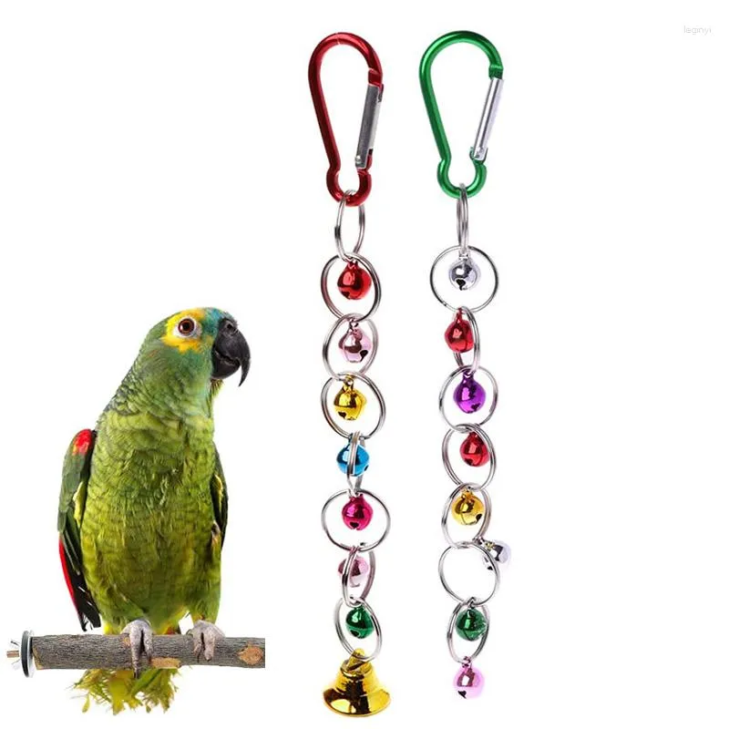 Inne zaopatrzenie ptaków 1PC Parrot Szyt Zabawne pierścień wiszący łańcuch huśtawkowy Parakeet Chew huśtawki z dzwonkami akcesoria