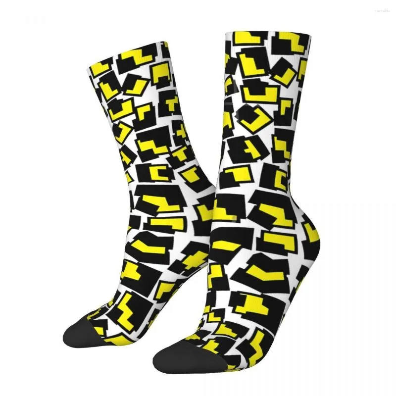 Calzini da uomo Calzino pazzo per uomo Retro Graffiti Leopard Neon Yellow Hip Hop Harajuku Disco Party Happy Pattern stampato Boys Crew