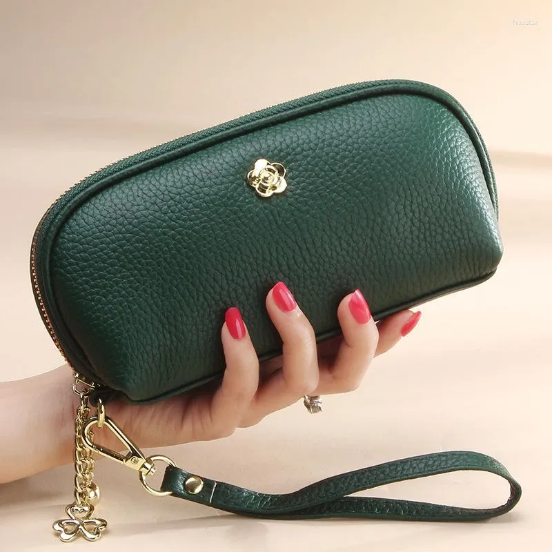 Wallets Fashion Genuine Leather Women Wallet Card Holder Clutch Purse Elegant Money Purses Coin Pocket Phone Bags For