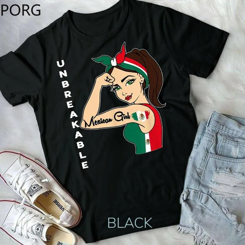 Homens Camisetas Menina Mexicana Inquebrável Tee México Bandeira Forte Latina Mulher Unissex Forma T-shirt Roupas Femininas 2023 Última Moda