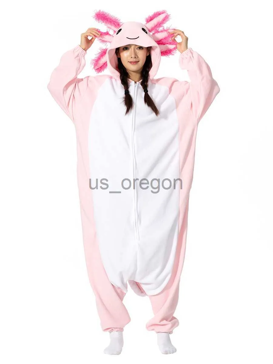 Home Clothing ELEIMOS Halloween Onesie Rosa Axolotl Für Frauen Männer Erwachsene Tier Kigurumis Pyjamas Cartoon Pyjama Homewear Cosplay Kostüm x0902