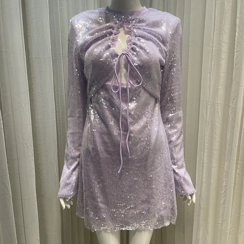 Self Portrait Purple Sequin Long Sleeve Mini Dress ... From  Zhuwofazai551188, $77.48 In Bulk | DHgate.Com