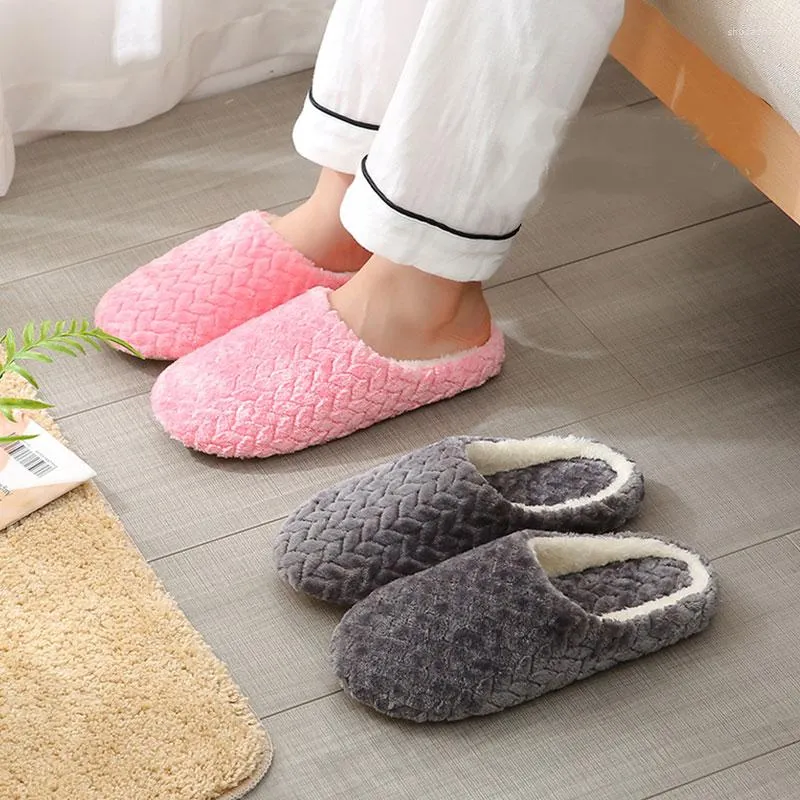 Slippers 2023 Women Indoor Thicken Warm Plush Home Shoes Autumn Winter House Flat Floor Soft Silent Slides For Bedroom