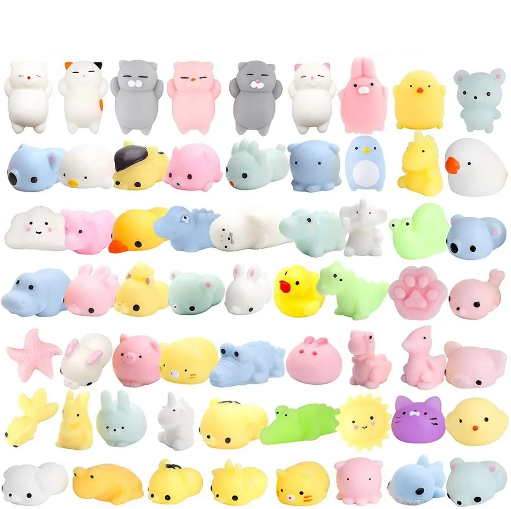 50pcs Kawaii Squishies Mochi Anima Squishy Toys for Kids Antistress Ball Squeeze Favors Favors Stress Relief Toys na urodziny