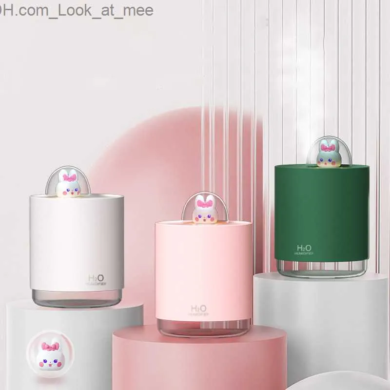 Umidificadores Cute Rabbit Air Difusor Mini USB Umidificador Desktop Máquina de Aromaterapia 300ML Purificador de Quarto Umidificador com Luz Noturna Q230901