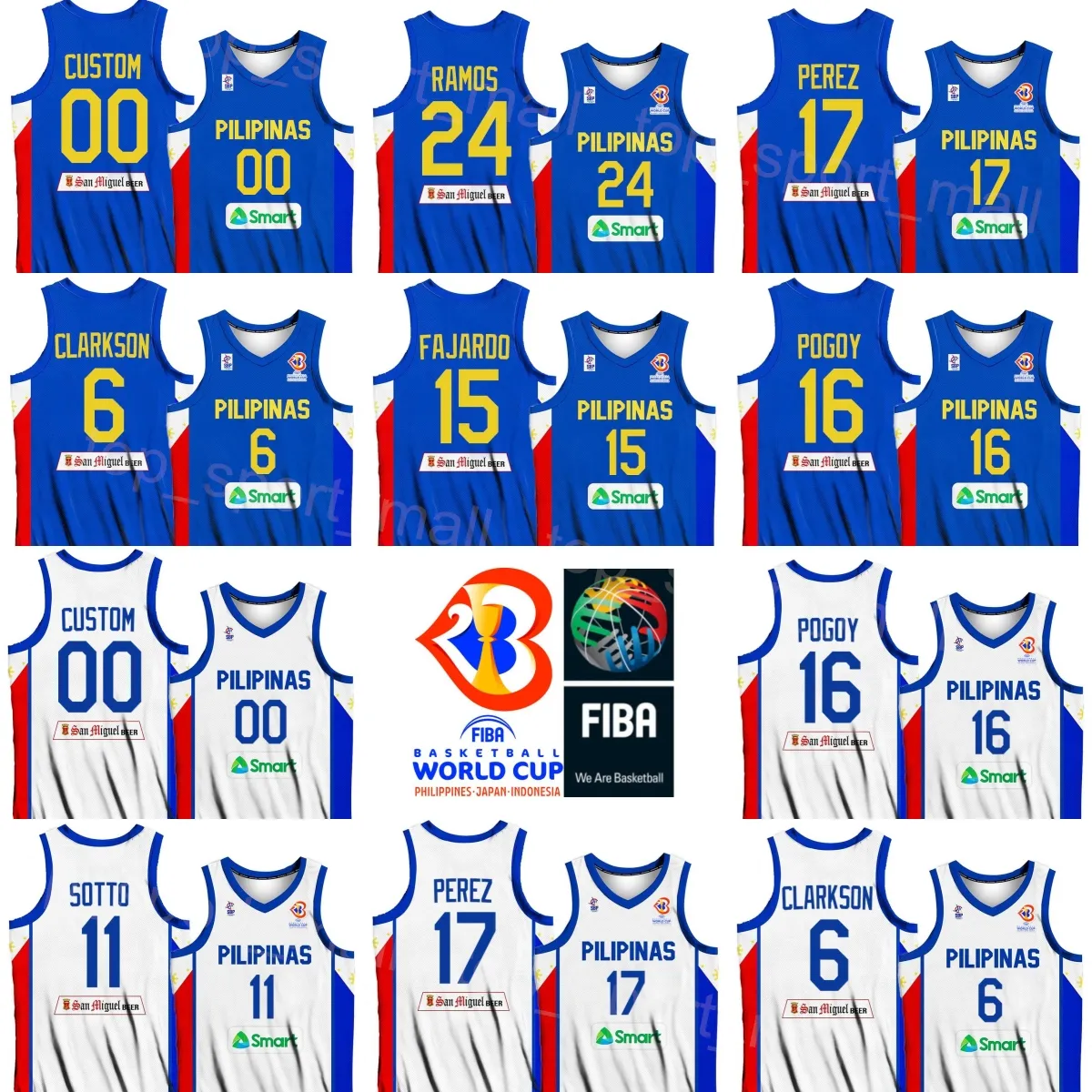 Printed Philippines Basketball 8 SCOTTIE THOMPSON Jerseys 2023 World Cup 11 KAI ZACHARY SOTTO 23 RHENZ ABANDO 4 Kiefer RAVENA 17 Jaymar PEREZ National Team Shirt