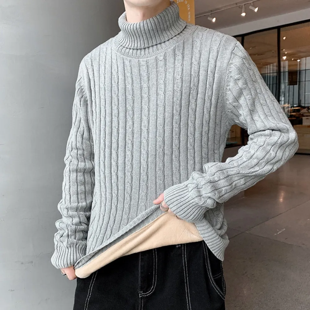 Maglioni da uomo Dolcevita da uomo Pullover Autunno Inverno Tenere al caldo Addensare Foderato di pelliccia Felpe lavorate a maglia 2023 230831