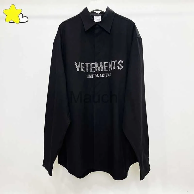 Chemises décontractées pour hommes 23SS Streetwear Oversize Flash Drill VETEMENTS Édition limitée Chemises à manches longues Hommes Femmes B Qualité VTM Chemise Wi Tag J230901