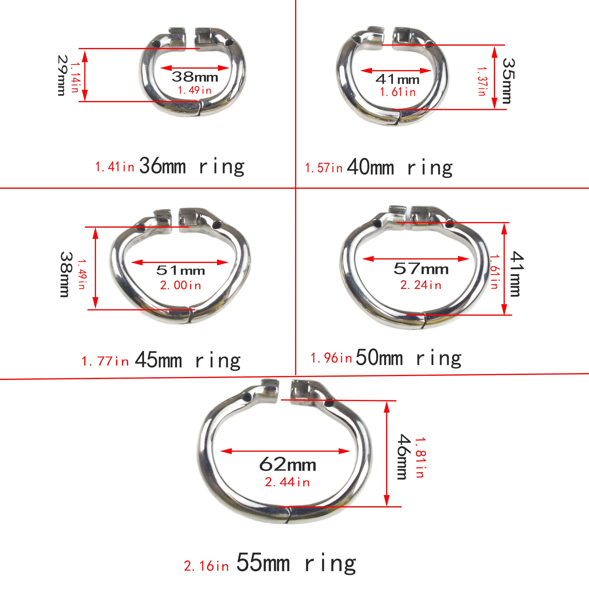 Dispositif de chasteté masculin dernière conception en acier inoxydable 83mm Cage à bite Peins anneau serrure jouets sexuels pour hommes ceinture de chasteté