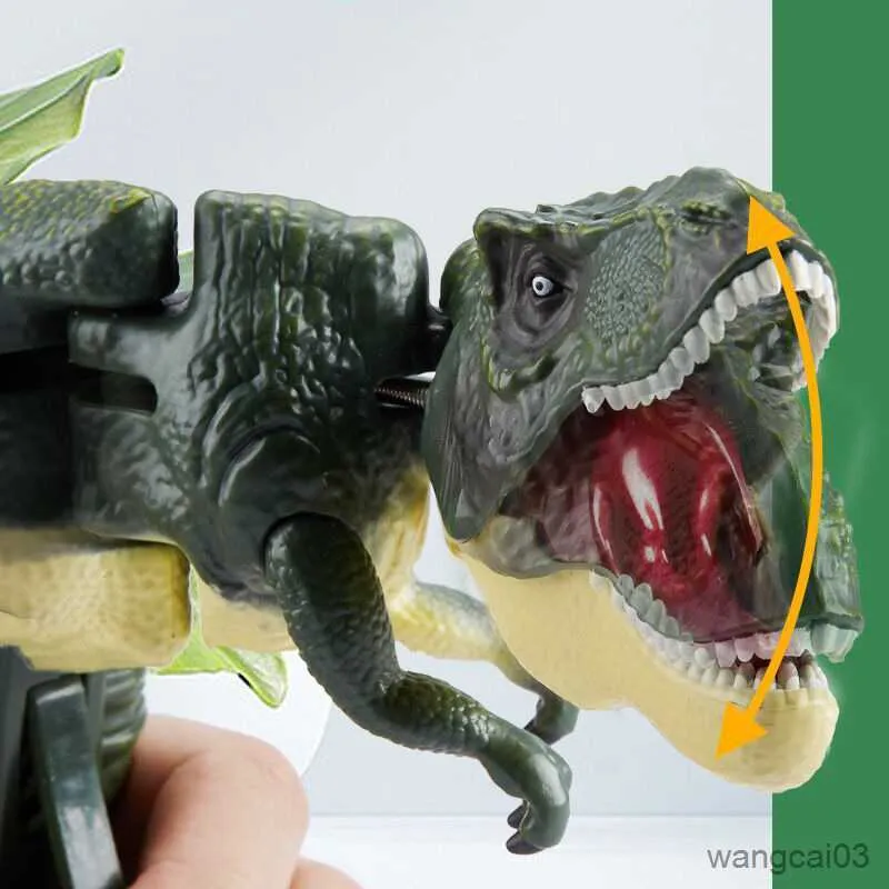 Blockerar ny handhållen tryck Automatisk Swing Bite -simuleringsmodell Tyrannosaurus Creative Children's Toy Batch R230901