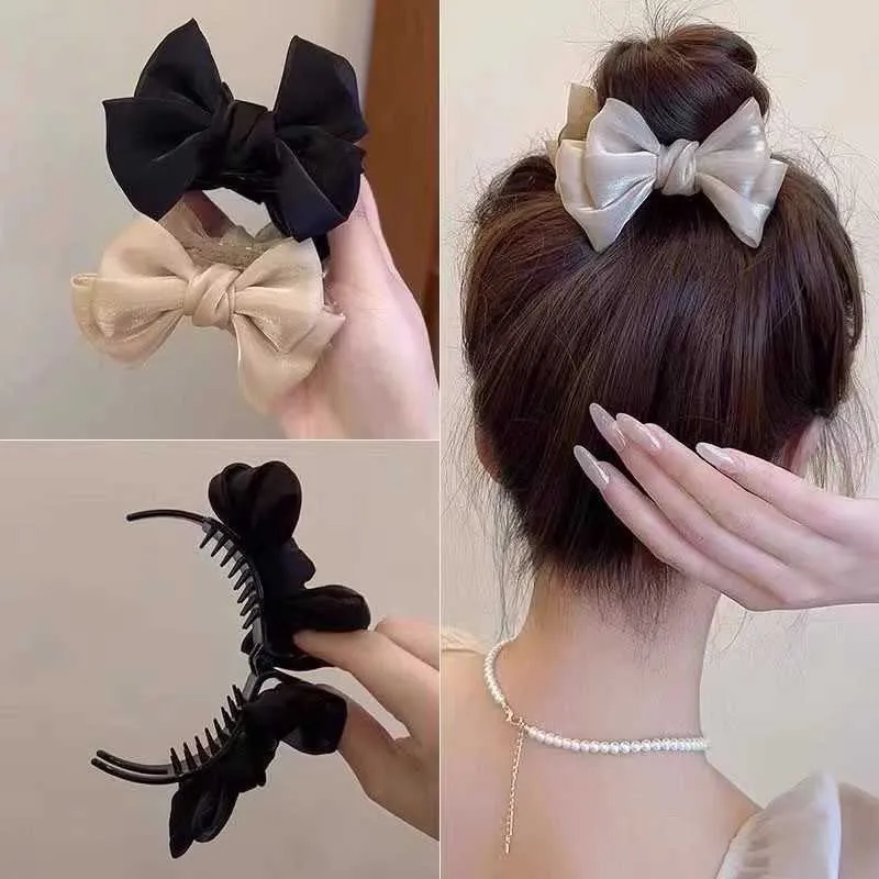 Nouveau INS nœud papillon boule tête pince à cheveux filet rouge pince à cheveux dos cerveau cuillère requin pince disque cheveux outil chapeaux fille