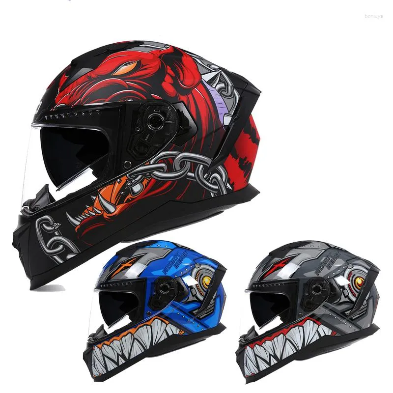Motosiklet Kaskları Tam Yüz Varış Dot Eco Racing Motocross Kask Çift Lens Motosiklet Sokak Tur Binicilik Casco Capacete