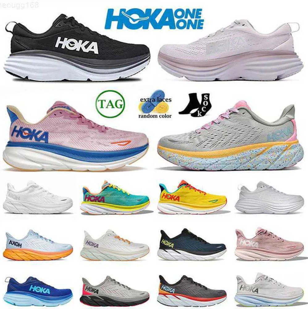 Projektant 2023 Nowy Hoka Clifton 9 Bondi H buty do biegania Czarne białe różowe wolne osoby Hokas Cliftons MESH PEACH BEAT WHIP Treakers