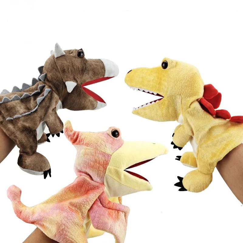 Marionnette à main de dinosaure de dessin animé pour enfants, jouet en peluche Animal éducatif personnalisé en usine de haute qualité, jouet doux pour enfants, offre spéciale