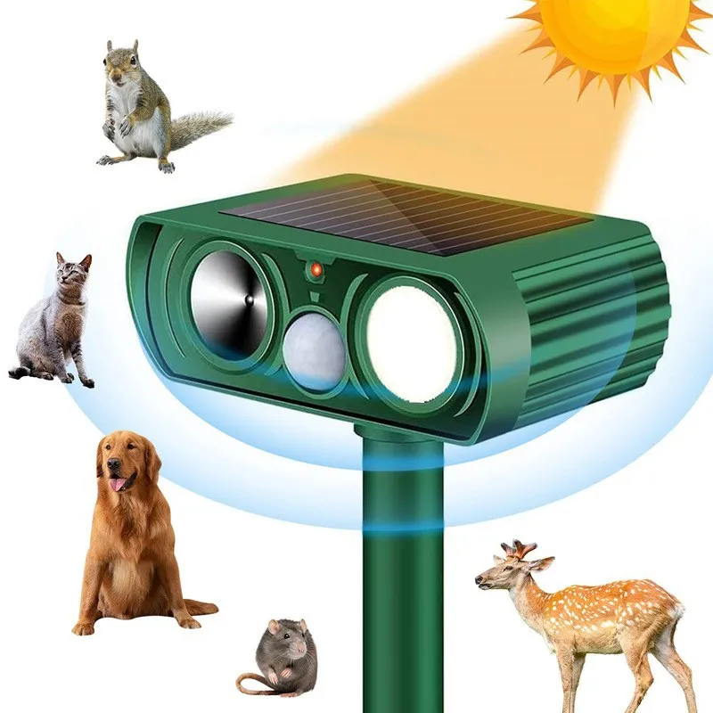 Solar Ultrasonic Fox Repellent Cat Scarers för utomhus gårds trädgårdsgård för att köra bort hundfåglar gnagare gnagare