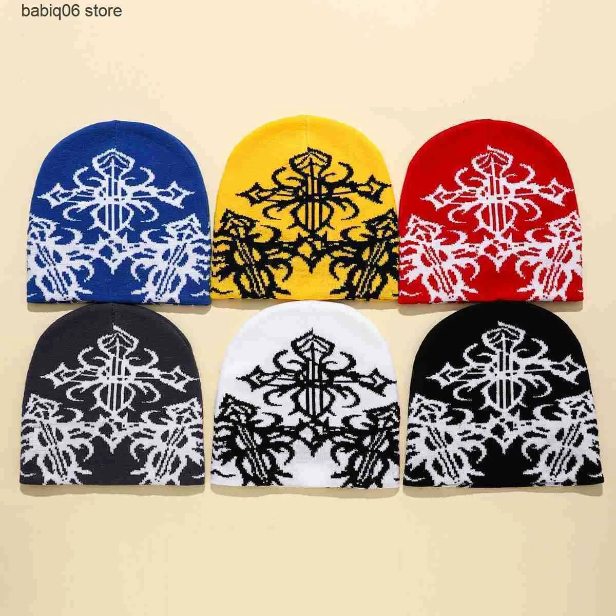 Bonnet/Casquettes Bonnets Chapeau Chaud Bonnet Tricoté Hip Hop Hommes Femmes Street Dance Bonnet Femme Hip Hop Cap Chapeaux De Rue Pour Unisexe Halloween goth emo T230731