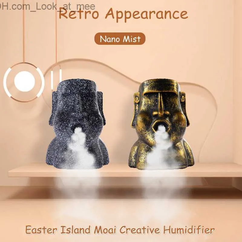 Humidifiers 220ML Vintage Stone Man Air Humidifier USB Water Purification Mist Maker Fogger Ultrasonic Cool Aromatherapy Diffuser for Home Q230901