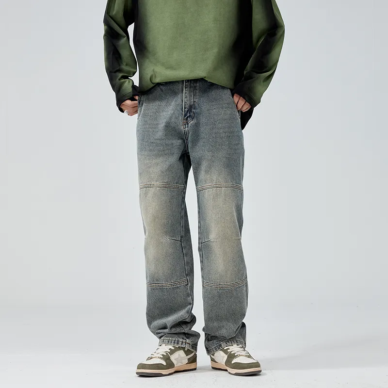 Jeans pour hommes High Street Printemps et Automne Pantalon en Denim Droit Lâche pour Hommes Américain Rétro StreetWear Mode Tendance Pantalon 230831