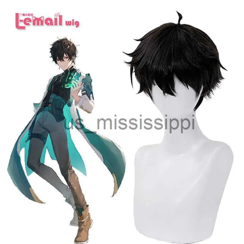 Cosplay Wigs Lemail wig Synthetic Hair Game Honkai Star Rail Dan Heng Cosplay Wig 23cm Short Black Wigs Silicone Heat Resistant Wig x0901