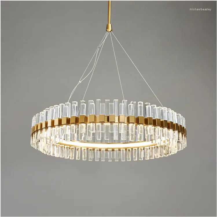 Lustres luzes LED lâmpada moderna luxo cristal personalidade criativa simples sala de estar anel el decoração