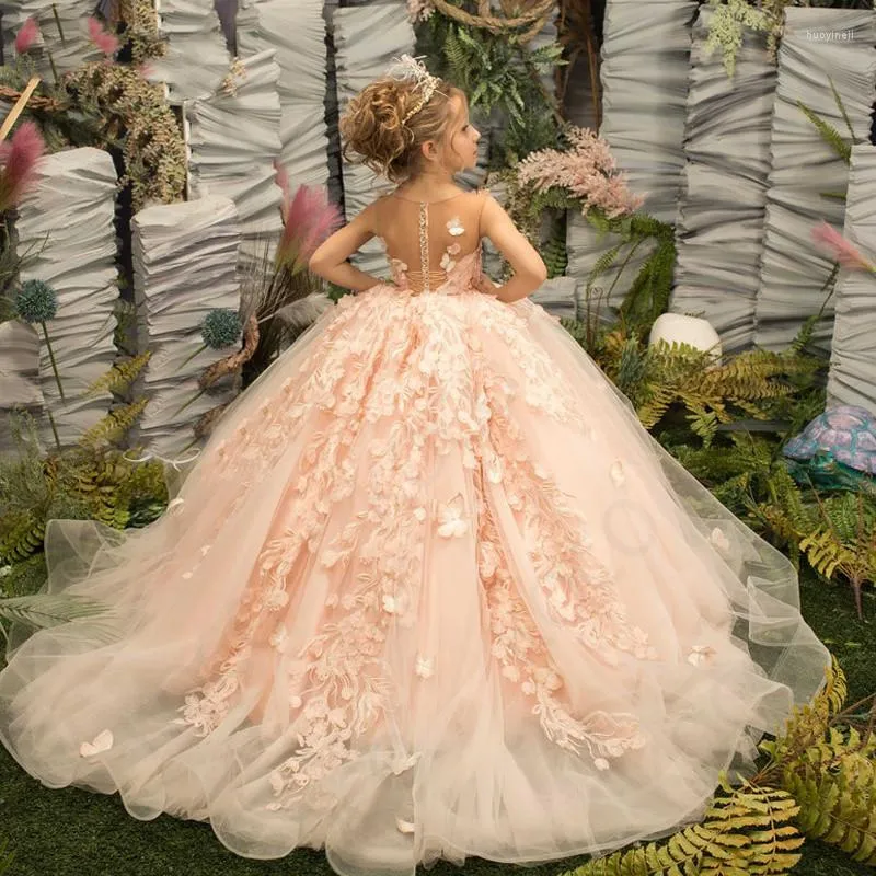 Pink fluffy top wedding dress