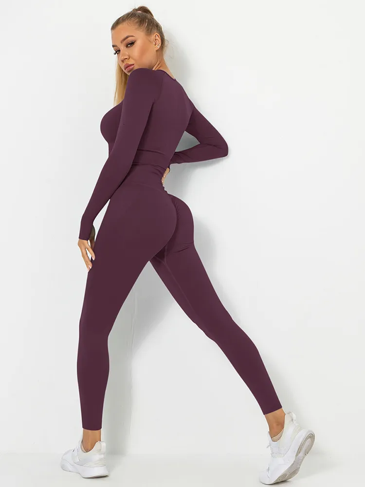 Conjunto de 2 piezas de yoga para mujer, conjunto de ropa deportiva de  cintura alta, leggings de cintura alta, conjunto de ropa deportiva