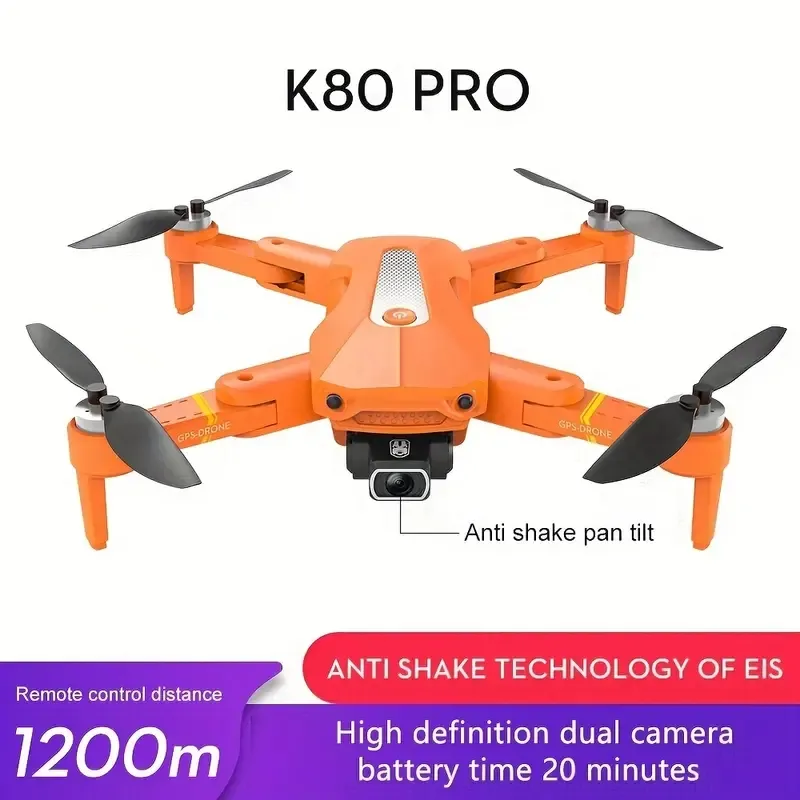 K80 PRO: Professional Grade 5G Drone with GPS, Three-Axis Gimbal, Obstacle Avoidance & Dual HD Cameras-Sing Camera