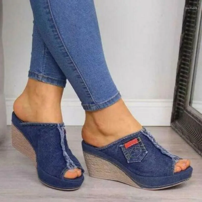 Slippers Ladies Women' Slip On Mules Platform Espadrilles Wedge Summer Sandals Shoes Size