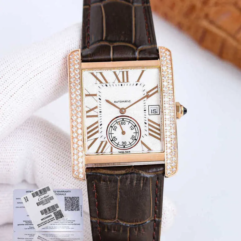 Diamond tank horloge MC heren automatisch goud W5330001 W6UK mechanisch uurwerk van hoge kwaliteit datum uhr montre cater luxe met doos perfect cadeau