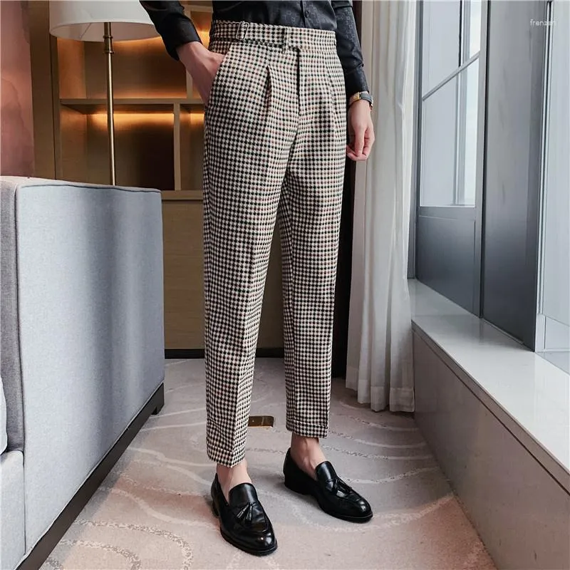 2024 British Style Plaid Business Suit For Men Slim Fit Formal Wear Pants,  Casual Straight Office Plaid Trousers Men Sizes 29 36 From Frenzen, $38.69