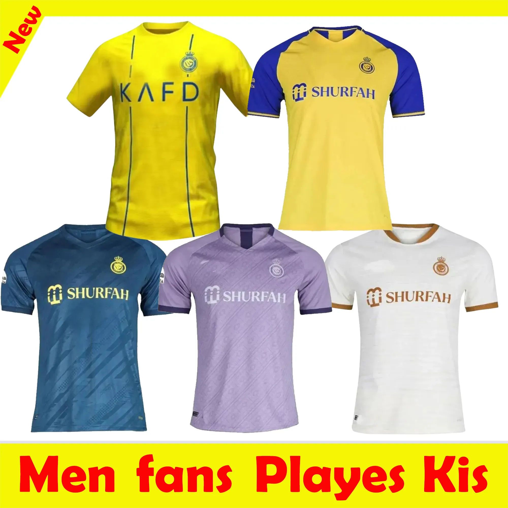 Nieuw binnengekomen Al Nassr FC voetbalshirts Ronaldo 23 24 CR7 Gonzalo Home geel weg 22 23 24 Martinez Talisca Ghislain Konan Vincent Aboubakar heren voetbalshirt