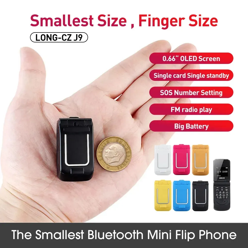 Unlocked Smallest Flip Cell Phones Ulcool J9 Intelligent anti-lost GSM Bluetooth Dial Mini Backup Pocket Portable Mobile Phone Gift for Kids