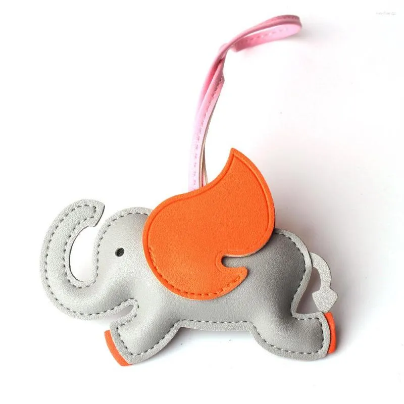Keychains Cute Lovely PU Leather Animal Puppy Dog Keychain Elephant Pendant Car Key Chain Women Girls School Bag Charm Accessories