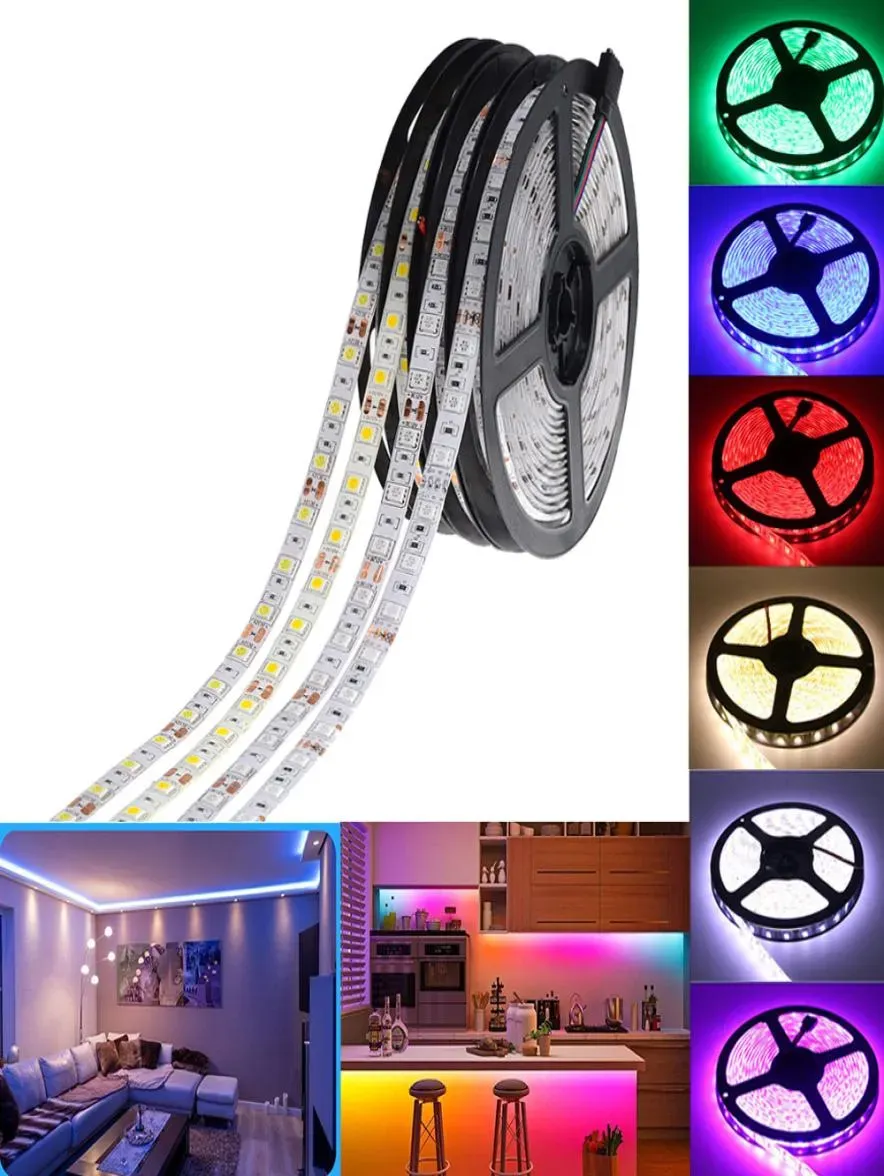 Bande LED 5m 300Led 5050 SMD DC 12V, étanche IP65, lumière Flexible blanche RGB, fête, vacances, livre de nuit, lampe de bureau 7355089 LL