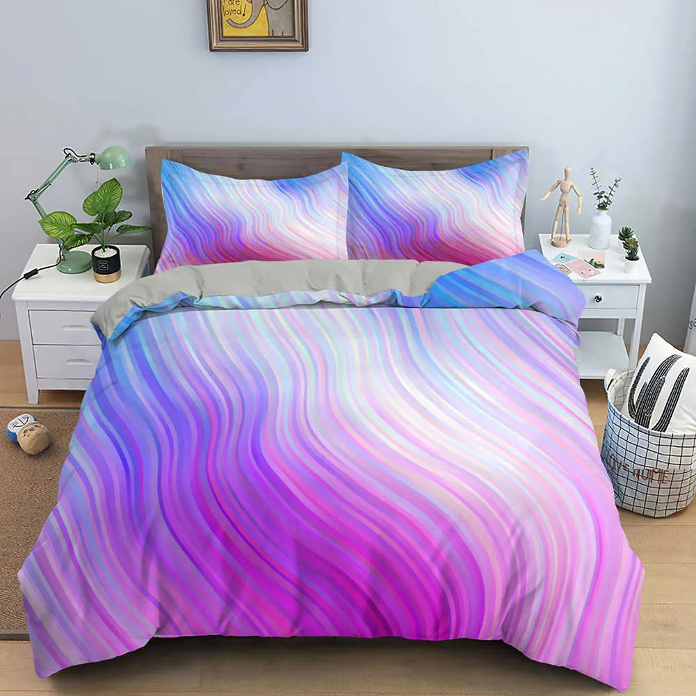 Juegos de cama 2/3 Uds. Funda nórdica veteada de moda estética colorida decoración del hogar juegos de cama juego de cama de tamaño suave