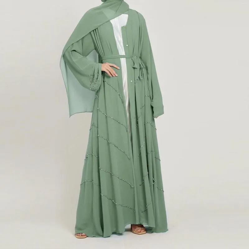 Abbigliamento etnico Kimono in rilievo Abaya per le donne Ramadan musulmano Eid Hijab islamico Abito lungo Turchia Abaya aperto Dubai Party Modesto Caftano