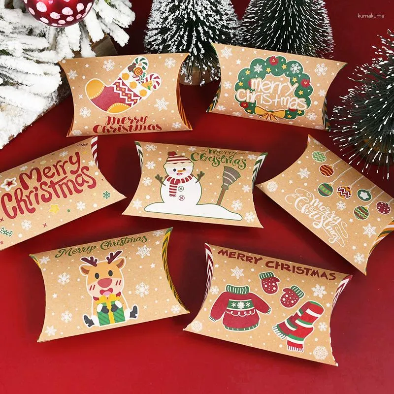 ギフトラップ10/12pcsメリークリスマスキャンディ枕ボックスサンタクロースエルククッキーギフトパッキングボックスパーティー装飾ナビダッド