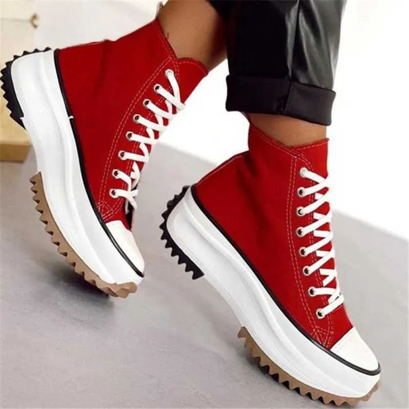 Geklede schoenen 2023Damessportschoenen Trend Dikke zool Canvas Casual lente en zomer Nieuwe dames gevulkaniseerde schoenen Luxe veterschoenen dames J230901