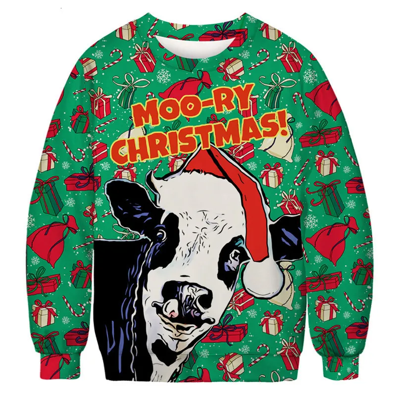 Herentruien Lelijke kersttrui 3D-printen voor mannen en vrouwen leuk feest sweatshirt met capuchon herfsttop 230831